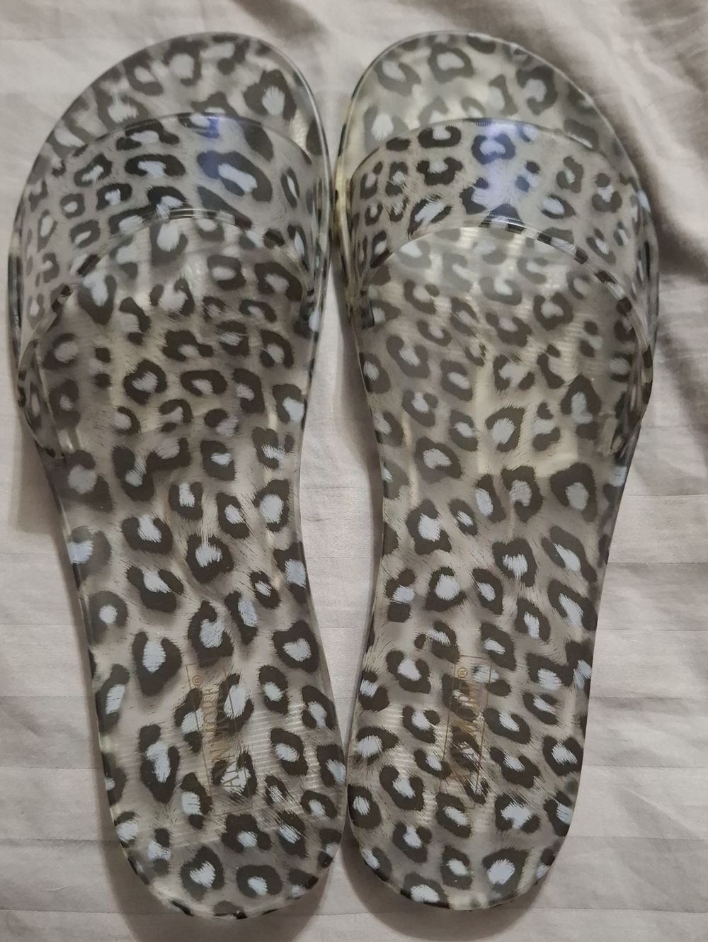 Leopard Print Clear Slide Sandals - Women's Animal Print